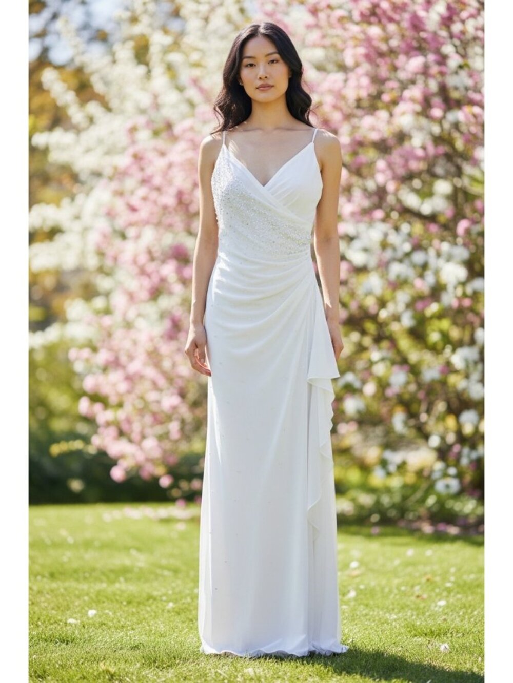 Vintage Rampage Beaded Angel Fairy Long Dress Small White V-Neck Evening Prom